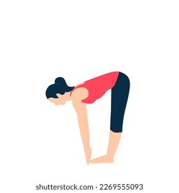 Woman doing Toe Touch Stretches Exercise in standing posture
