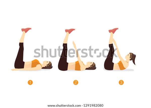 Woman Doing Toe Touch Workout Lying Stock Vector (Royalty Free ...