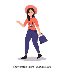 Woman doing Traveling Design Illustration