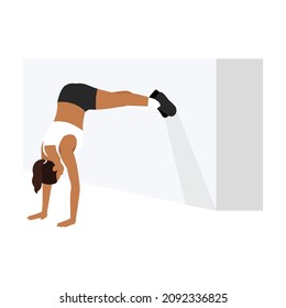 Woman doing Ultimate pike exercise. Flat vector illustration isolated on white background 