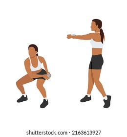 Woman doing Waist slimmer squat exercise. Flat vector illustration isolated on white background