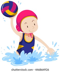 Mujer haciendo waterpolo en la ilustración de la piscina