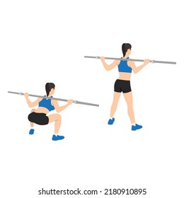 Woman Doing Wide Stance Sumo Squat Exercise. Flat Vector Illustration Isolated On White Background