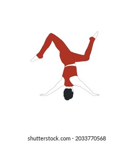 Woman doing yoga asana. Zen.  Activity healthy lifestyle. Girl dressed in sportswear. Physical practicing. Spirituality style. Hand drawn flat female figure. 