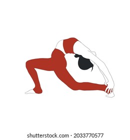 Woman doing yoga asana. Zen.  Activity healthy lifestyle. Girl dressed in sportswear. Physical practicing. Spirituality style. Hand drawn flat female figure. 