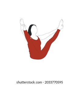 Woman doing yoga asana. Zen.  Activity healthy lifestyle. Girl dressed in sportswear. Physical practicing. Spirituality style. Hand drawn flat female figure. 