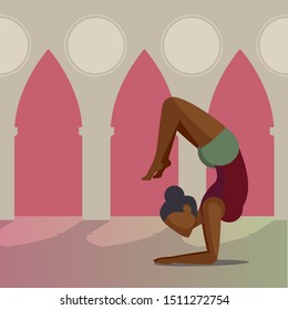 Woman doing Yoga in an Ashram, Self Care Concept