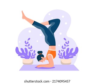 Woman doing yoga to calm her mind from the stress of work or life Practicing yoga is one of the most popular activities for mental health.