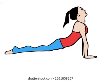 woman doing yoga cartoon illustration upward facing