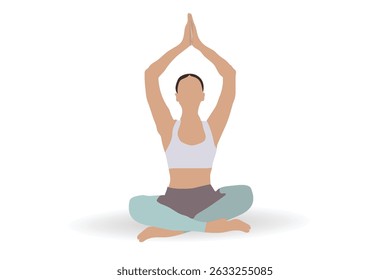 A woman doing yoga class, training, and meditation concept, isolated on a white background, vector illustration design