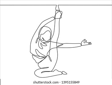 Woman doing yoga continuous line