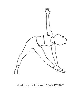 Woman doing yoga exercise continuous one line vector illustration minimalism style