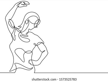 Woman doing yoga exercise continuous one line vector illustration 