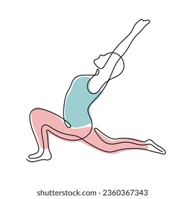 Woman doing yoga exercise continuous line vector illustration