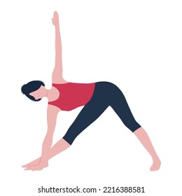 Woman doing yoga exercise isolated on white background