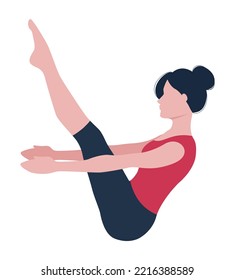 Woman doing yoga exercise isolated on white background