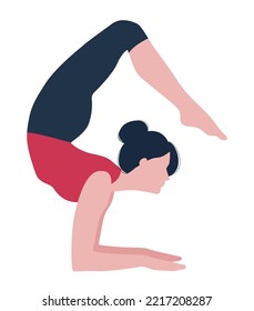 Woman doing yoga exercise isolated on white background