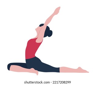 Woman doing yoga exercise isolated on white background