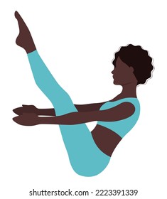 Woman doing yoga exercise isolated on white background