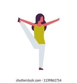 woman doing yoga exercises female cartoon character fitness activities isolated diversity poses healthy lifestyle concept full length flat vector illustration