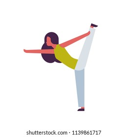 woman doing yoga exercises female cartoon character fitness activities isolated diversity poses healthy lifestyle concept full length flat vector illustration