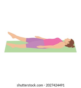 Woman doing yoga exercises fitness lady illustration flat design 