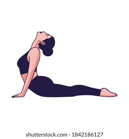 Woman doing yoga exercises. Healthy lifestyle - Vector