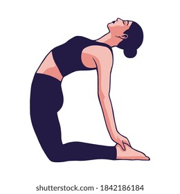 Woman doing yoga exercises. Healthy lifestyle - Vector