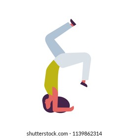woman doing yoga exercises upside down female cartoon character fitness activities isolated diversity poses healthy lifestyle concept full length flat vector illustration
