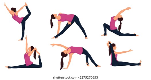 Woman doing yoga, fitness, pilates. Healthy lifestyle. Isolated on white background.