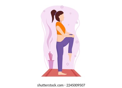 Woman Doing Yoga Flat Design Illustration