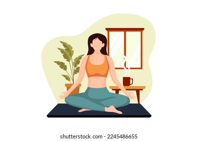 Woman Doing Yoga Flat Design