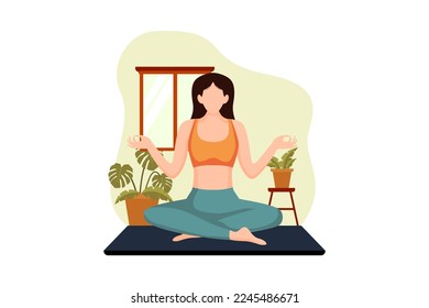 Woman Doing Yoga Flat Design