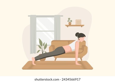 Woman doing Yoga Flat Illustration Design