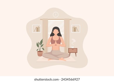 Woman doing Yoga Flat Illustration Design