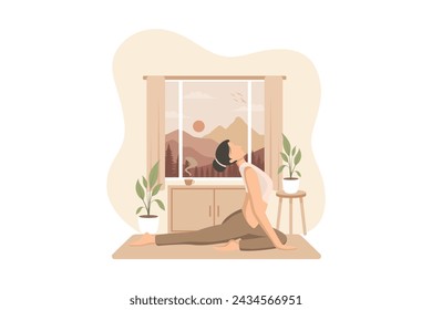 Woman doing Yoga Flat Illustration Design