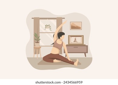 Woman doing Yoga Flat Illustration Design