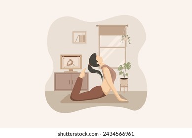 Woman doing Yoga Flat Illustration Design