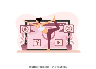 Woman doing Yoga Flat Illustration Design