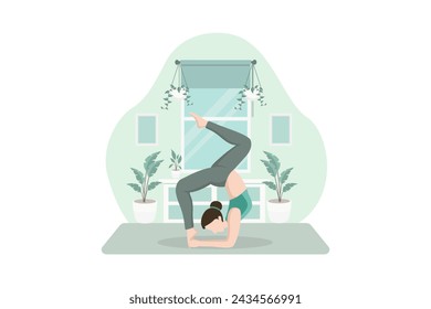 Woman doing Yoga Flat Illustration Design