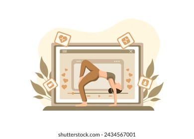 Woman doing Yoga Flat Illustration Design