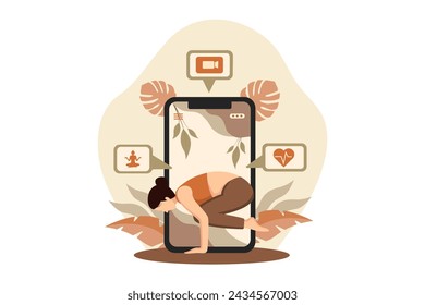 Woman doing Yoga Flat Illustration Design