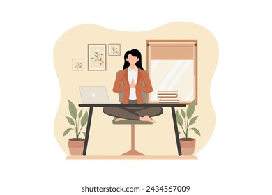 Woman doing Yoga Flat Illustration Design
