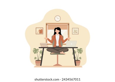 Woman doing Yoga Flat Illustration Design