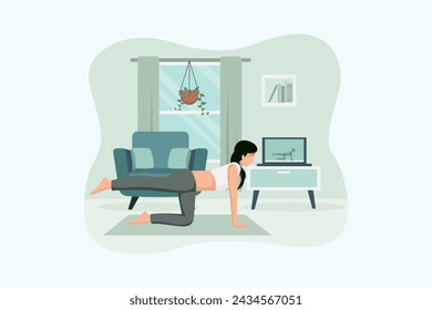 Woman doing Yoga Flat Illustration Design