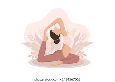 Mujer haciendo diseño de ilustración plana de yoga