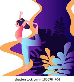 Woman doing yoga with flowers