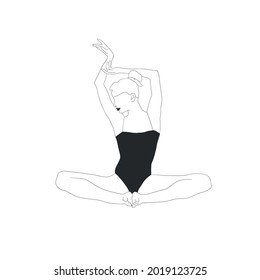 Woman doing yoga. Girl practices  asana pose. Vector design flat character isolated on white background. Hand drawn art. 