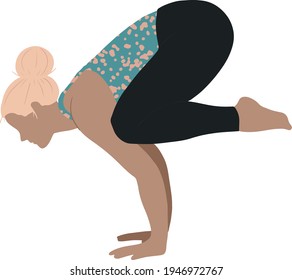 A woman is doing yoga, hand standing