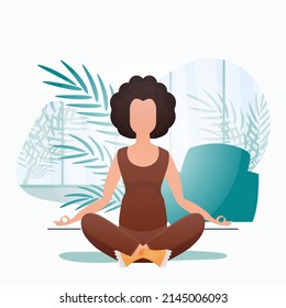 Woman doing yoga. Healthy lifestyle concept. Vector.